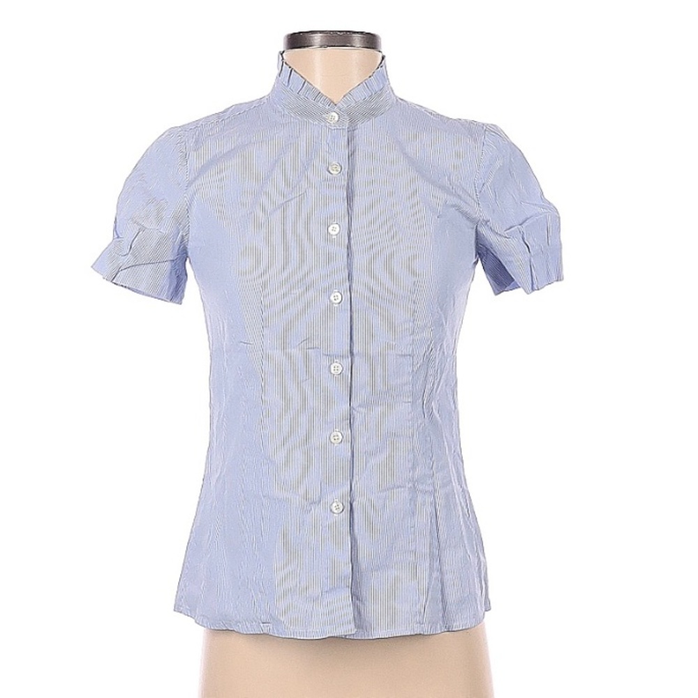 J. Crew Haberdashery Short Sleeve Pinstriped Button Front Shirt Size 10